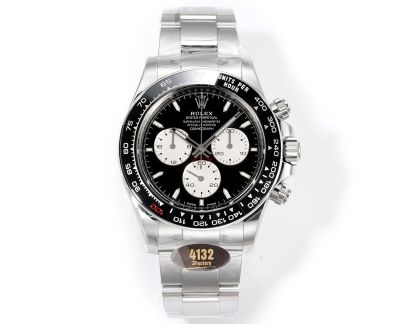 Rolex Daytona 904L Steel 40mm Ceramic Bezel Platinum Markers Black Face White Subdial Watch